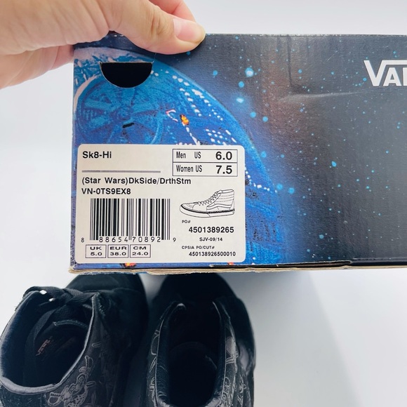VANS LIMITED EDITION BLACK ON BLACK Sk8-HI STAR WARS DARKSIDE HIGH TOP SNEAKERS - Picture 11 of 12
